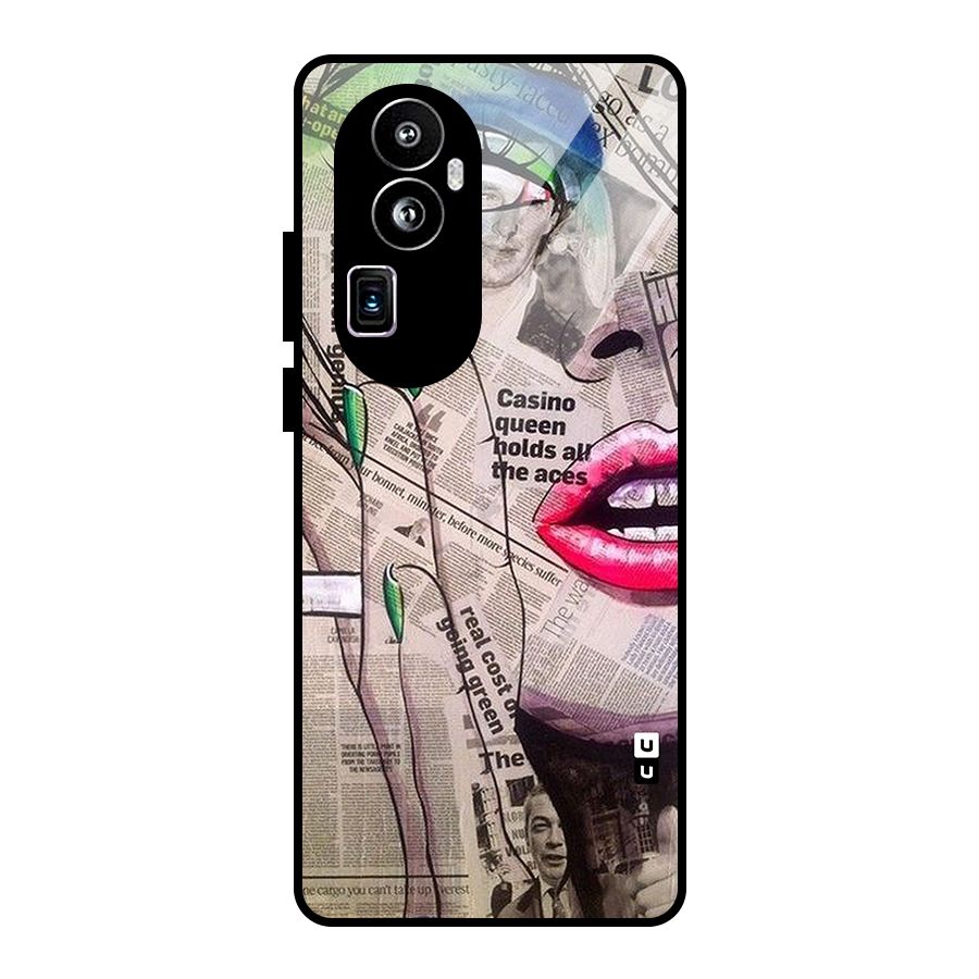 Newspaper Girl Art Glass Back Case for Oppo Reno10 Pro Plus