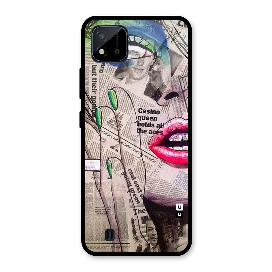 Newspaper Girl Art Glass Back Case for Realme C11 2021