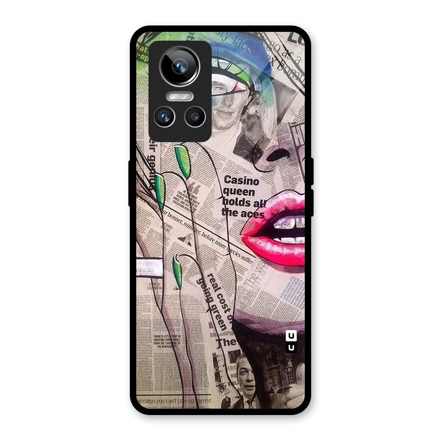 Newspaper Girl Art Glass Back Case for Realme GT Neo 3