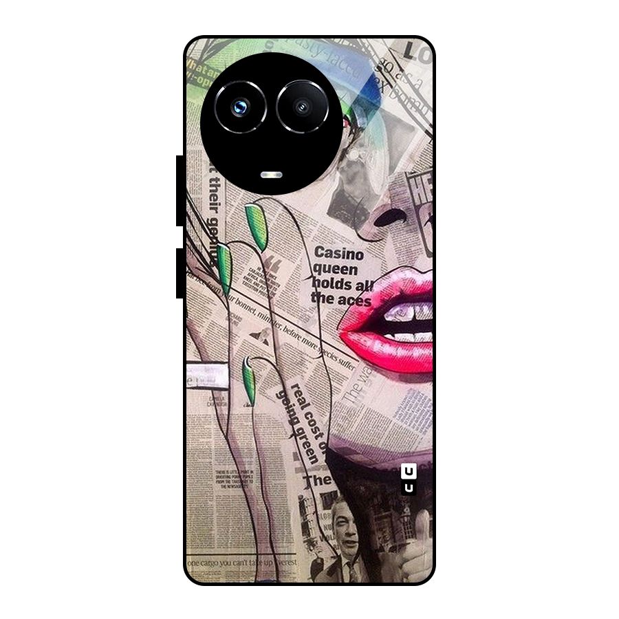 Newspaper Girl Art Glass Back Case for Realme Narzo 60X