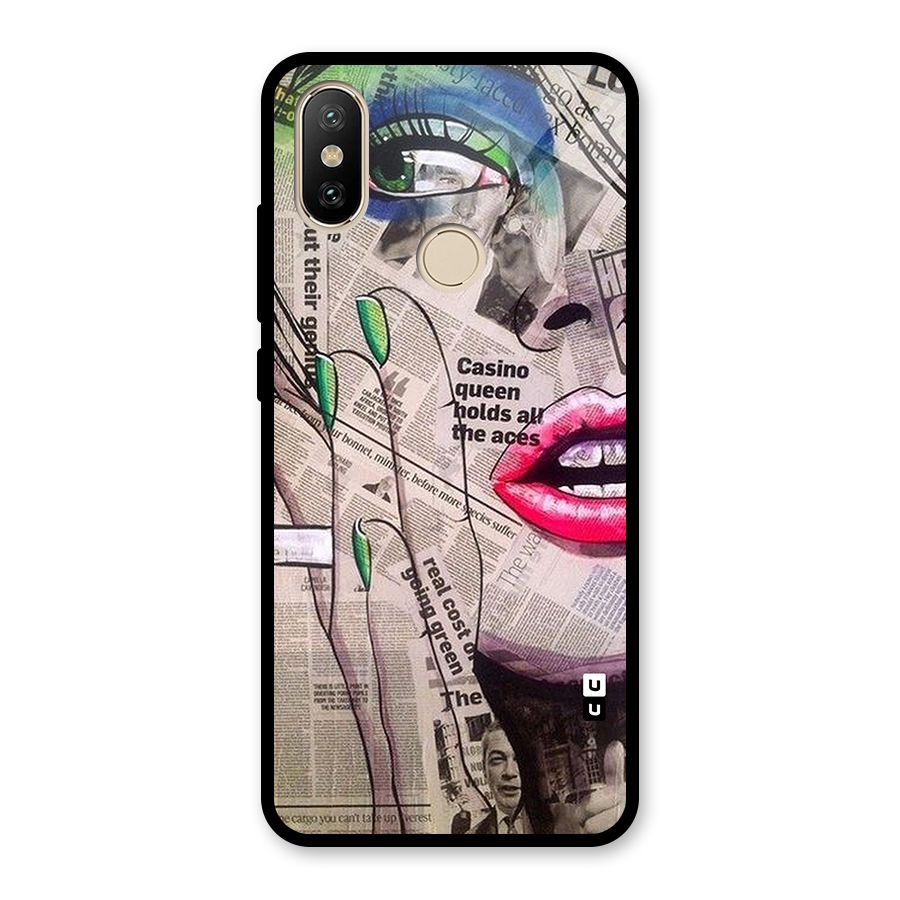 Newspaper Girl Art Glass Back Case for Redmi A2