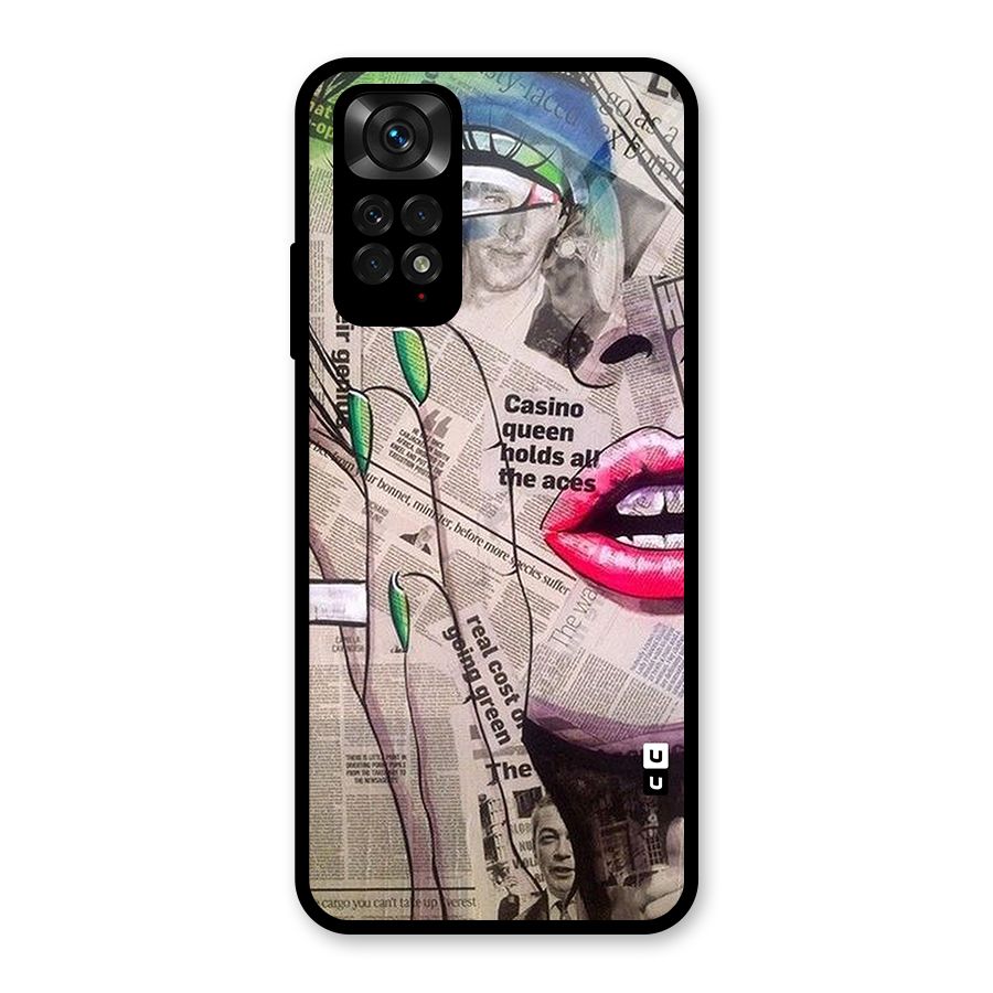 Newspaper Girl Art Glass Back Case for Redmi Note 11S