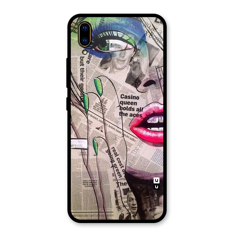 Newspaper Girl Art Glass Back Case for Vivo V11 Pro