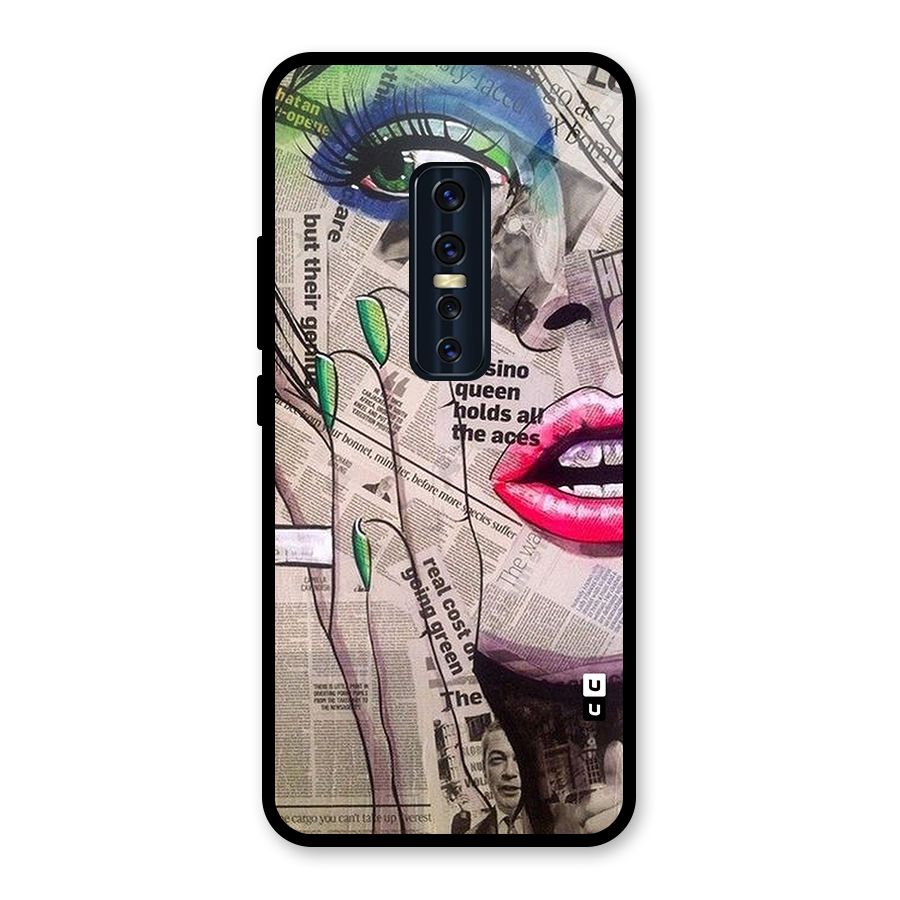 Newspaper Girl Art Glass Back Case for Vivo V17 Pro