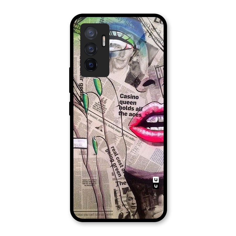 Newspaper Girl Art Glass Back Case for Vivo V23e