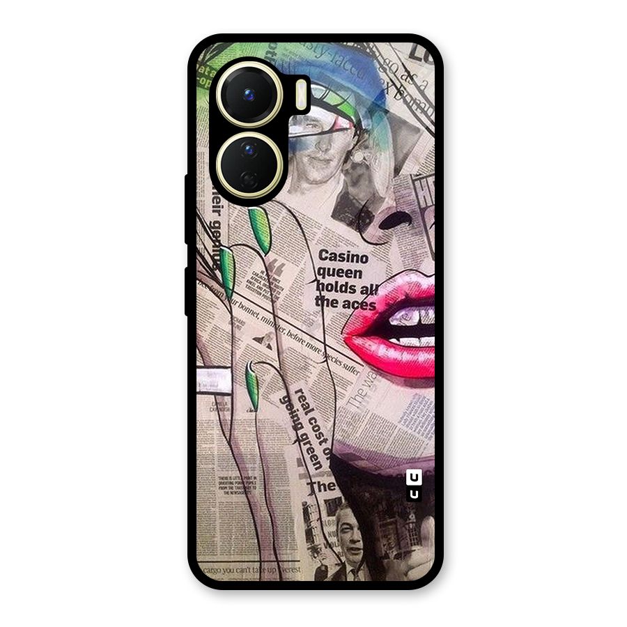 Newspaper Girl Art Glass Back Case for Vivo Y16
