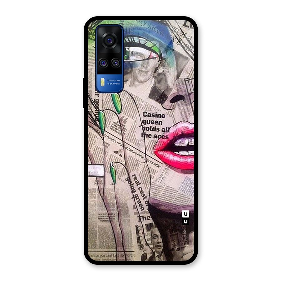 Newspaper Girl Art Glass Back Case for Vivo Y31