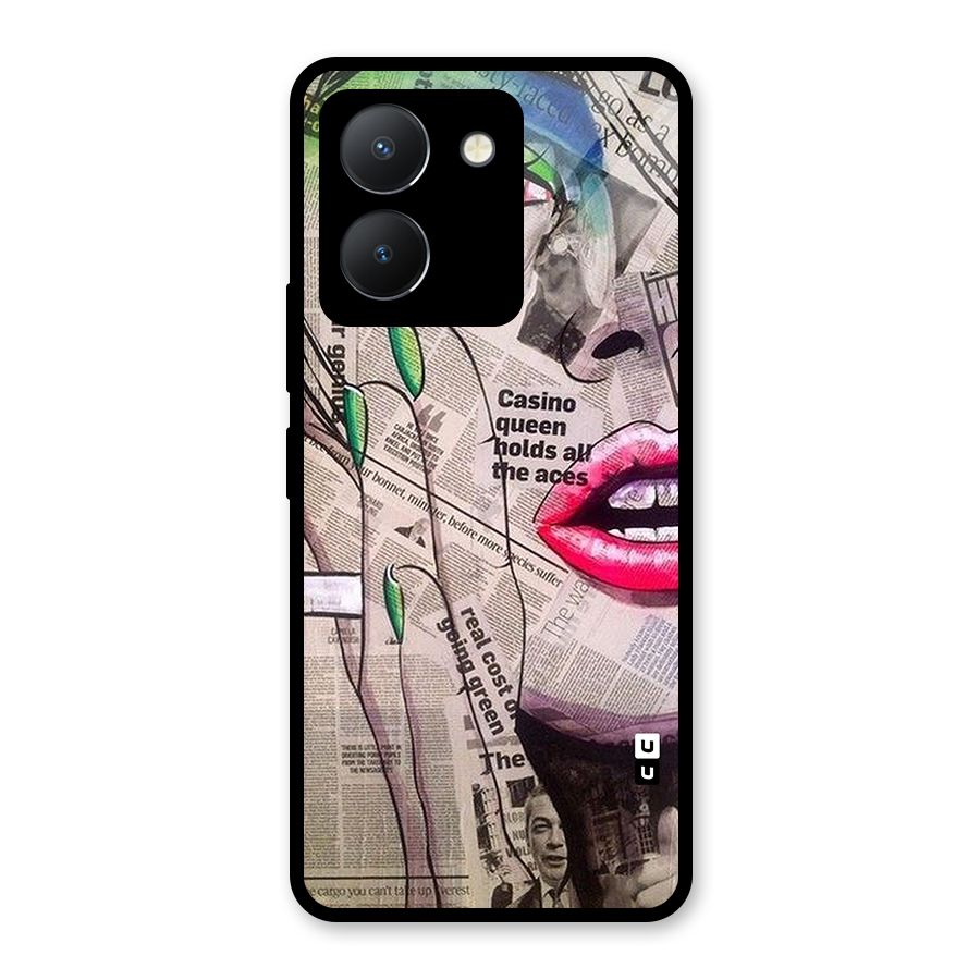 Newspaper Girl Art Glass Back Case for Vivo Y36