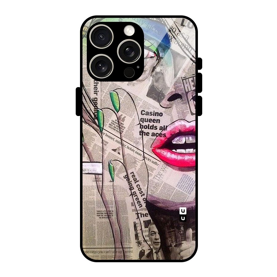 Newspaper Girl Art Glass Back Case for iPhone 15 Pro Max