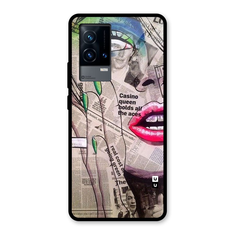Newspaper Girl Art Glass Back Case for iQOO 9 5G
