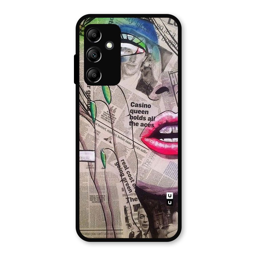 Newspaper Girl Art Metal Back Case for Galaxy A14 5G