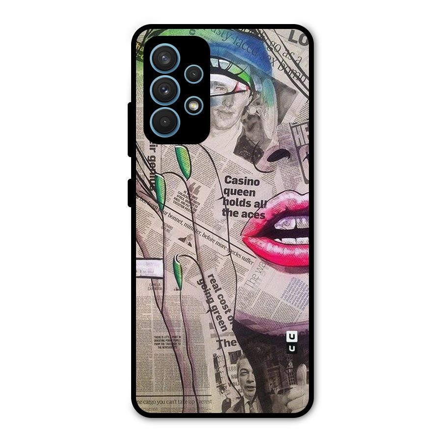 Newspaper Girl Art Metal Back Case for Galaxy A32