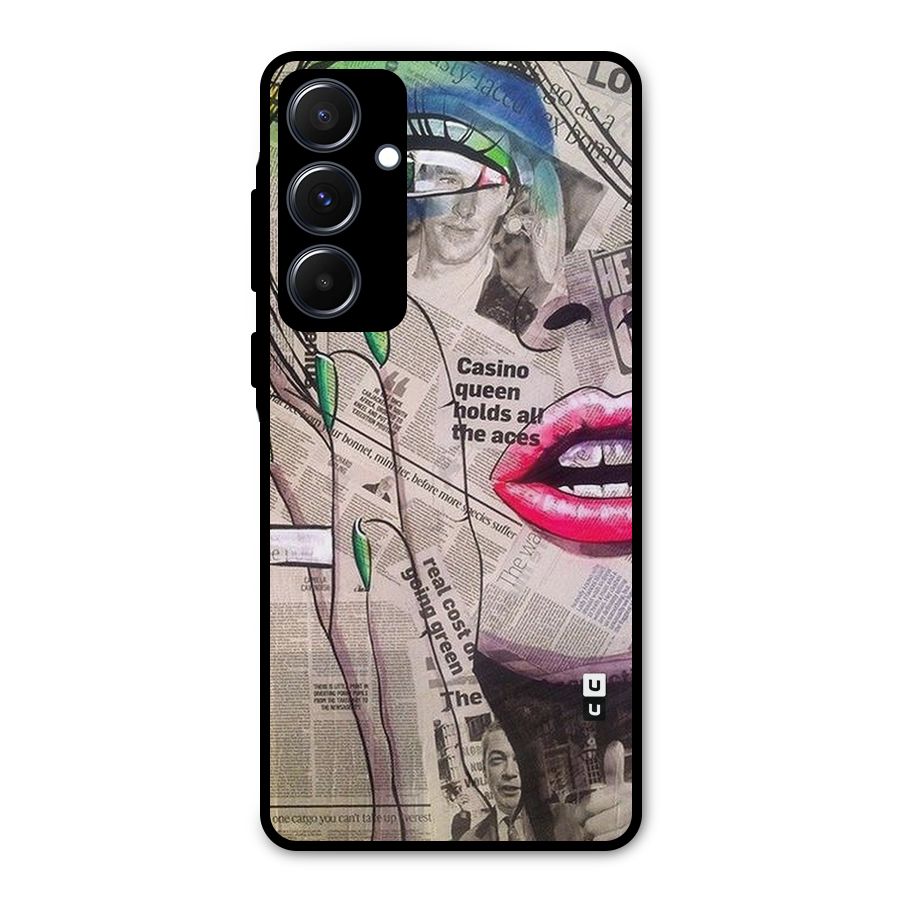 Newspaper Girl Art Metal Back Case for Galaxy A55