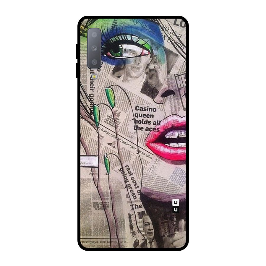 Newspaper Girl Art Metal Back Case for Galaxy A7 (2018)