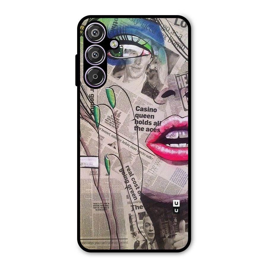 Newspaper Girl Art Metal Back Case for Galaxy F15