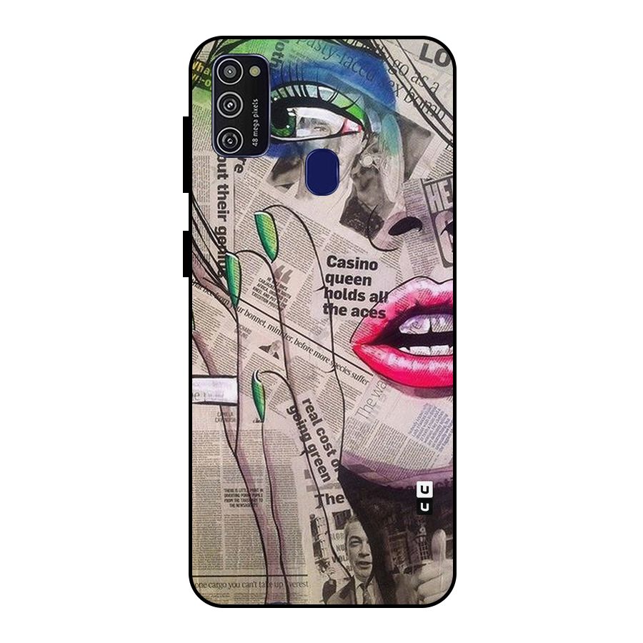 Newspaper Girl Art Metal Back Case for Galaxy M21