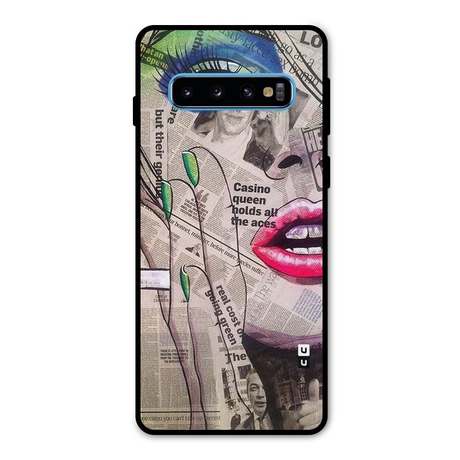 Newspaper Girl Art Metal Back Case for Galaxy S10