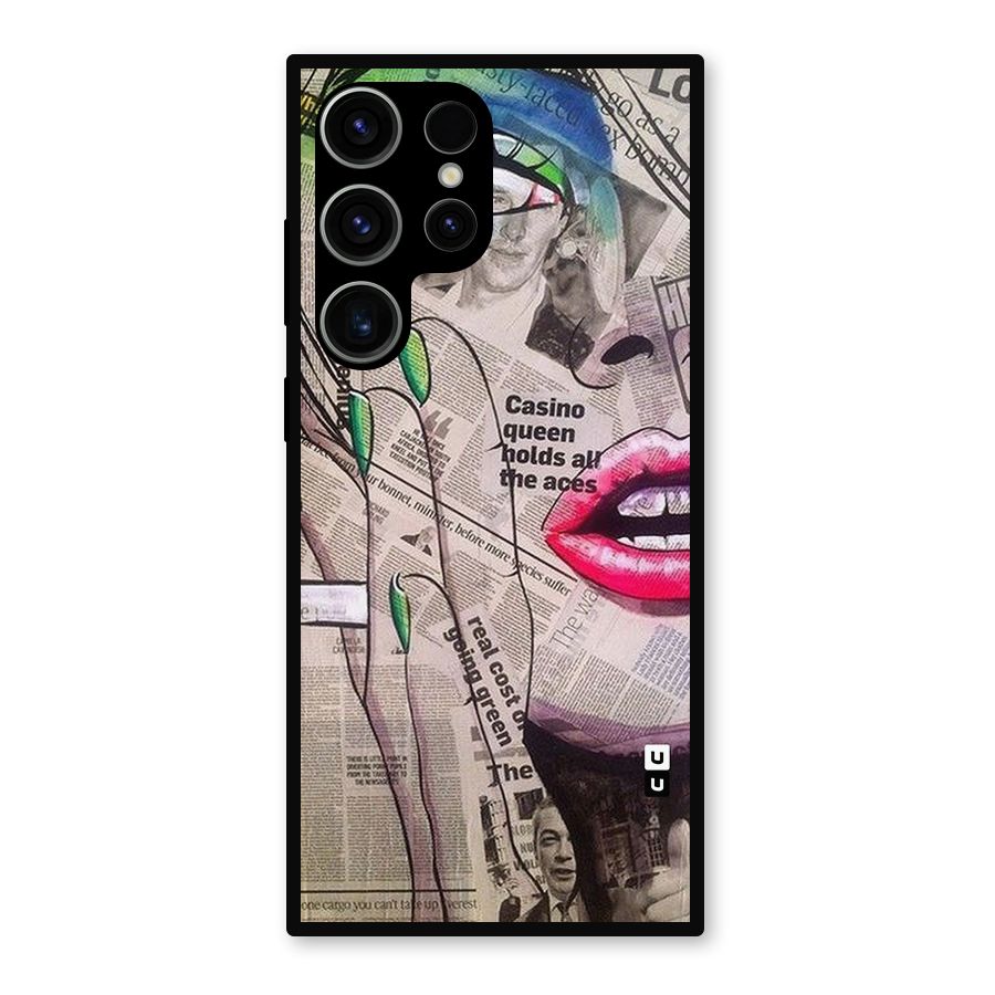 Newspaper Girl Art Metal Back Case for Galaxy S23 Ultra
