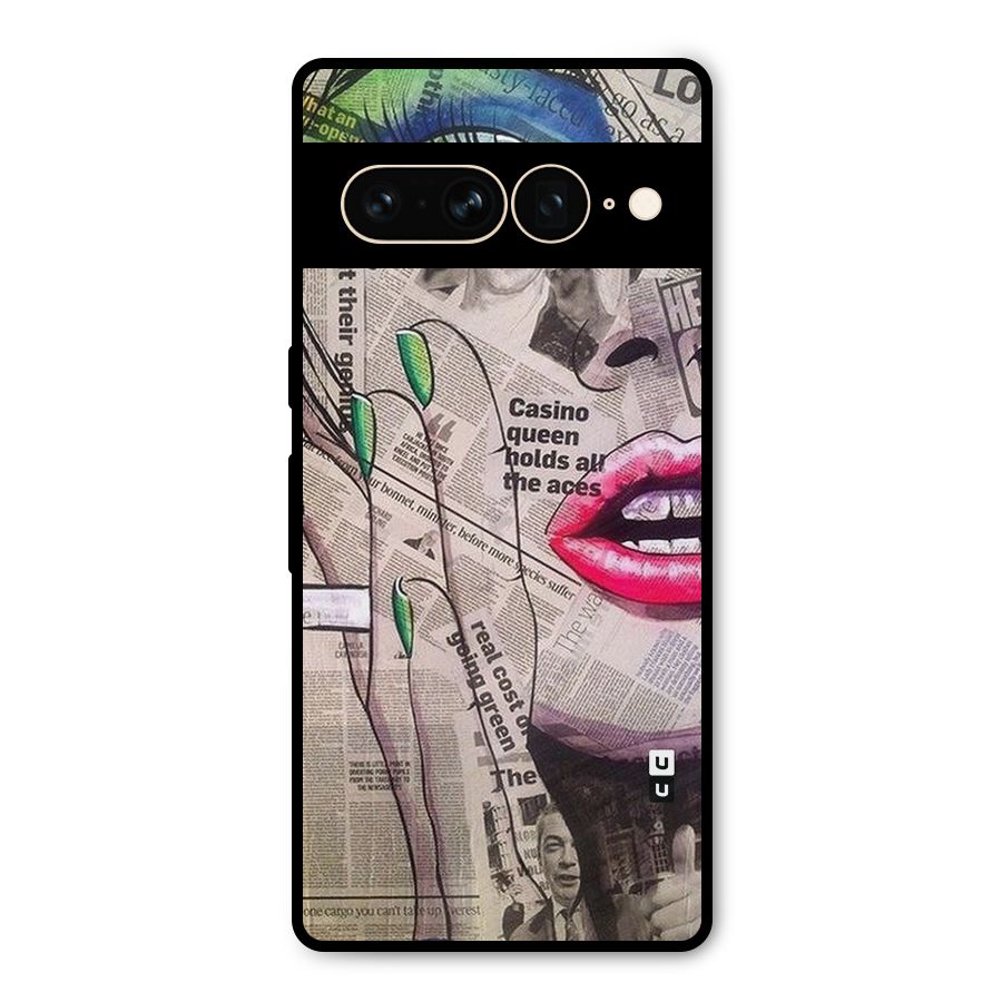 Newspaper Girl Art Metal Back Case for Google Pixel 7 Pro