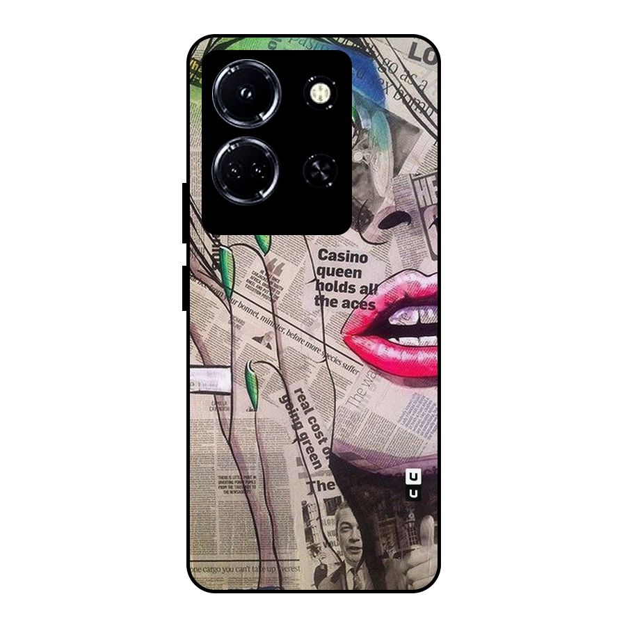 Newspaper Girl Art Metal Back Case for Infinix Note 30 5G