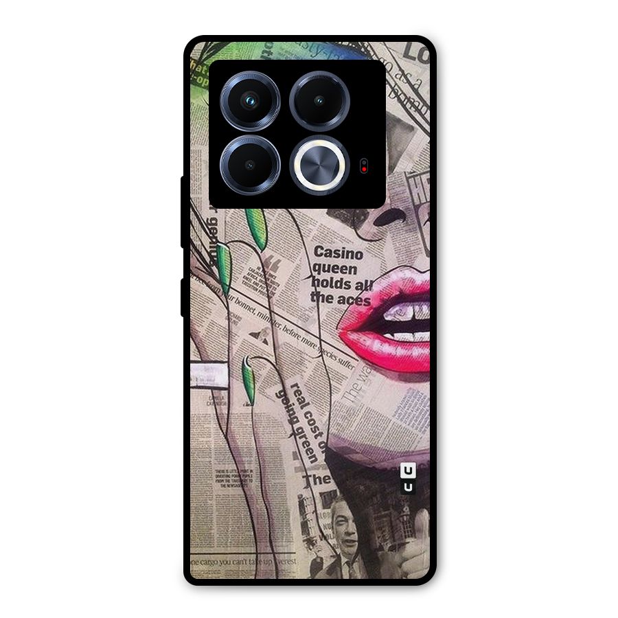 Newspaper Girl Art Metal Back Case for Infinix Note 40 5G