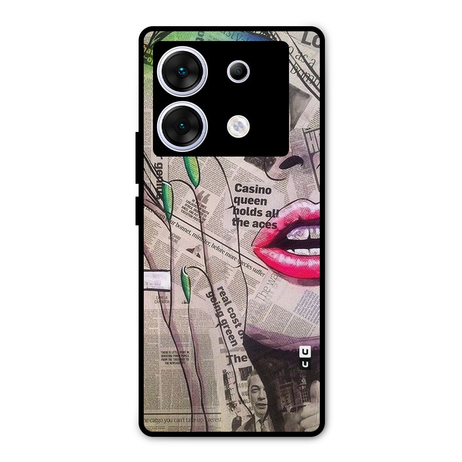 Newspaper Girl Art Metal Back Case for Infinix Zero 30 5G