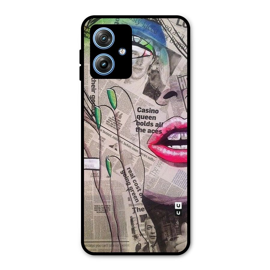 Newspaper Girl Art Metal Back Case for Moto G54