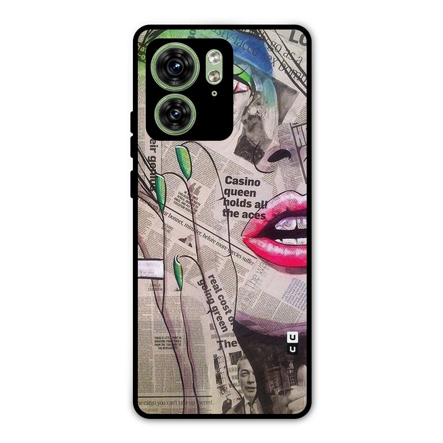 Newspaper Girl Art Metal Back Case for Motorola Edge 40 5G
