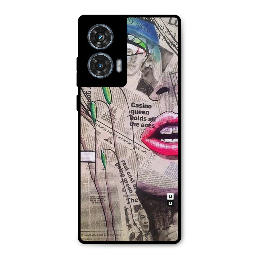 Newspaper Girl Art Metal Back Case for Motorola Edge 50 Fusion