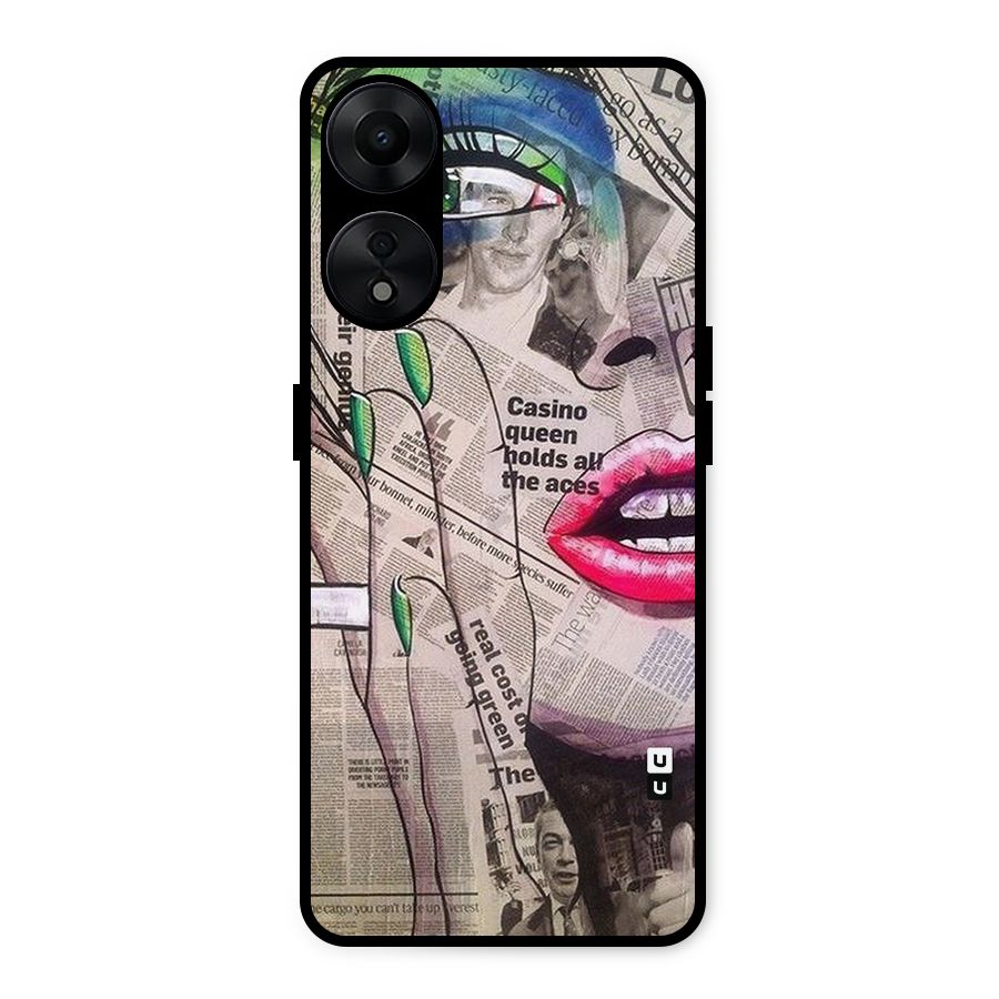 Newspaper Girl Art Metal Back Case for Oppo A78 5G