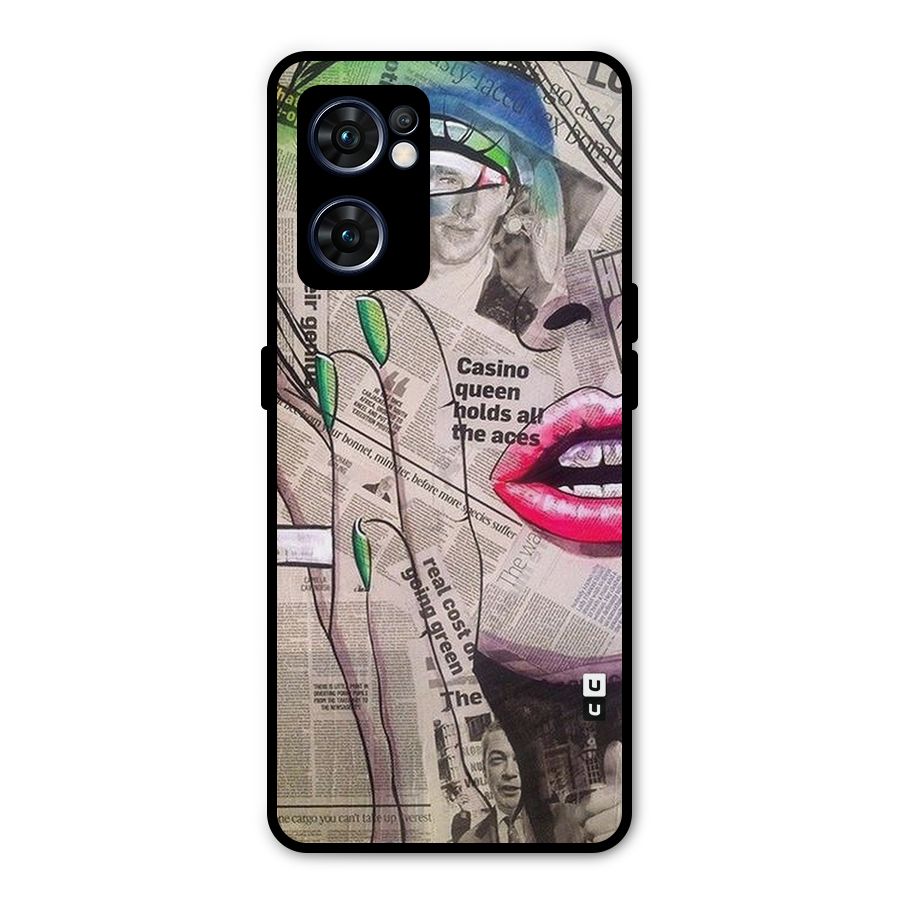 Newspaper Girl Art Metal Back Case for Oppo Reno7 5G