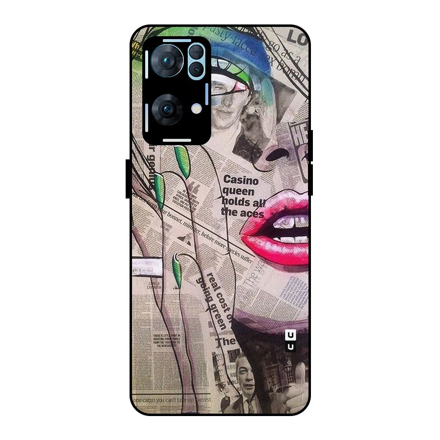 Newspaper Girl Art Metal Back Case for Oppo Reno7 Pro 5G