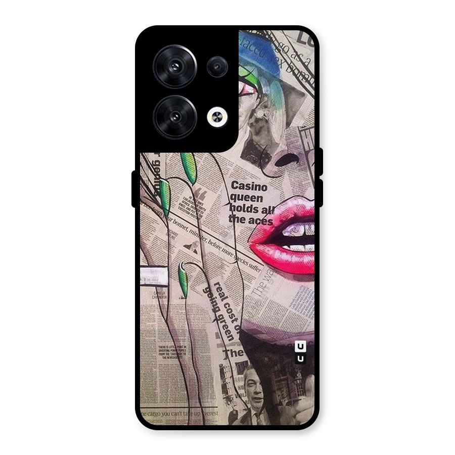 Newspaper Girl Art Metal Back Case for Oppo Reno8 5G