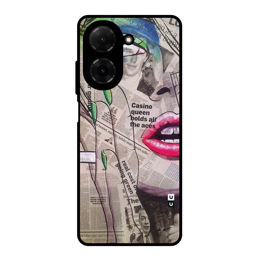 Newspaper Girl Art Metal Back Case for Poco C71