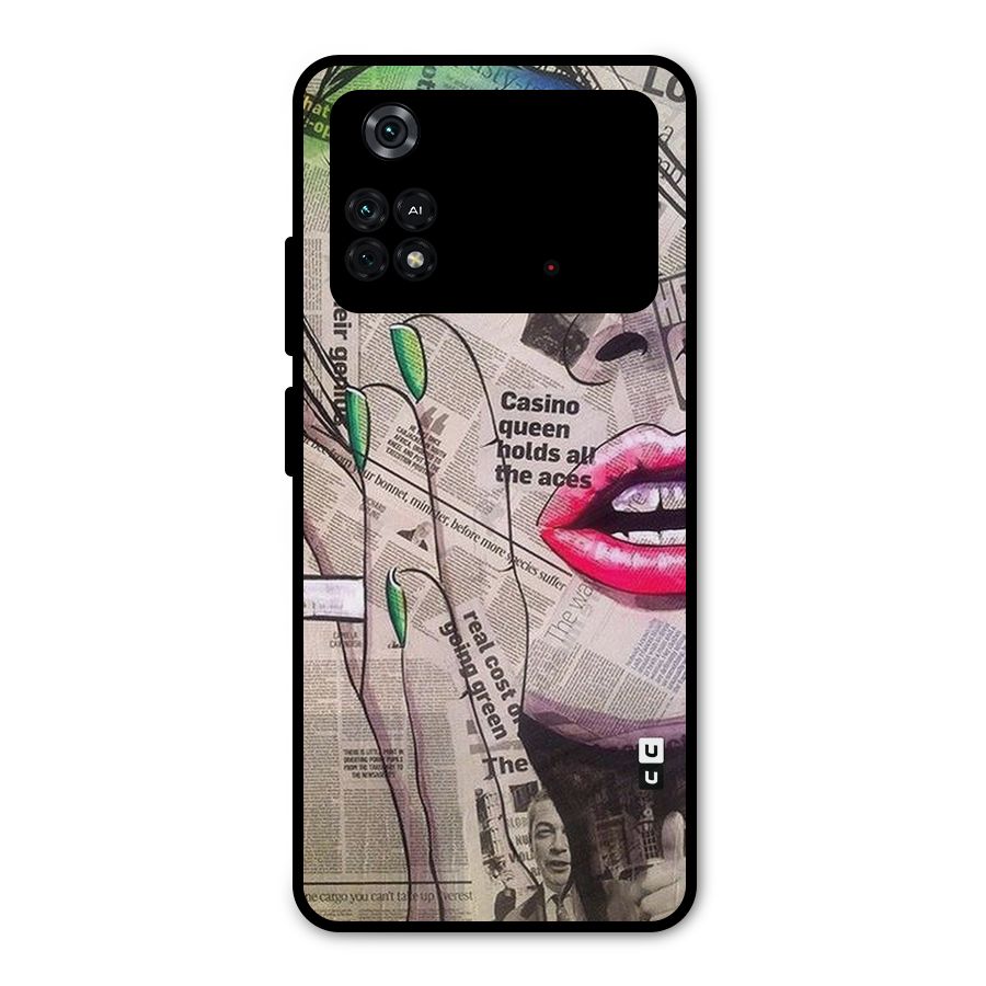 Newspaper Girl Art Metal Back Case for Poco M4 Pro 4G