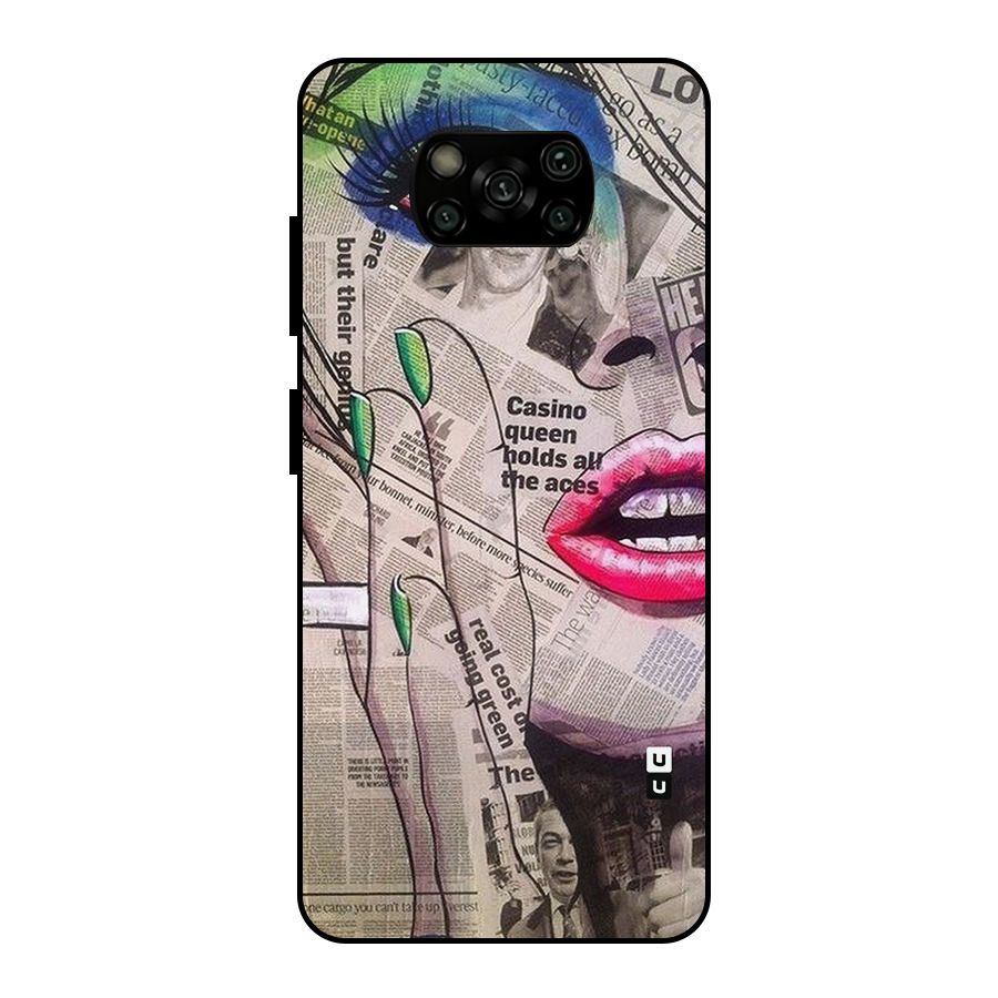 Newspaper Girl Art Metal Back Case for Poco X3