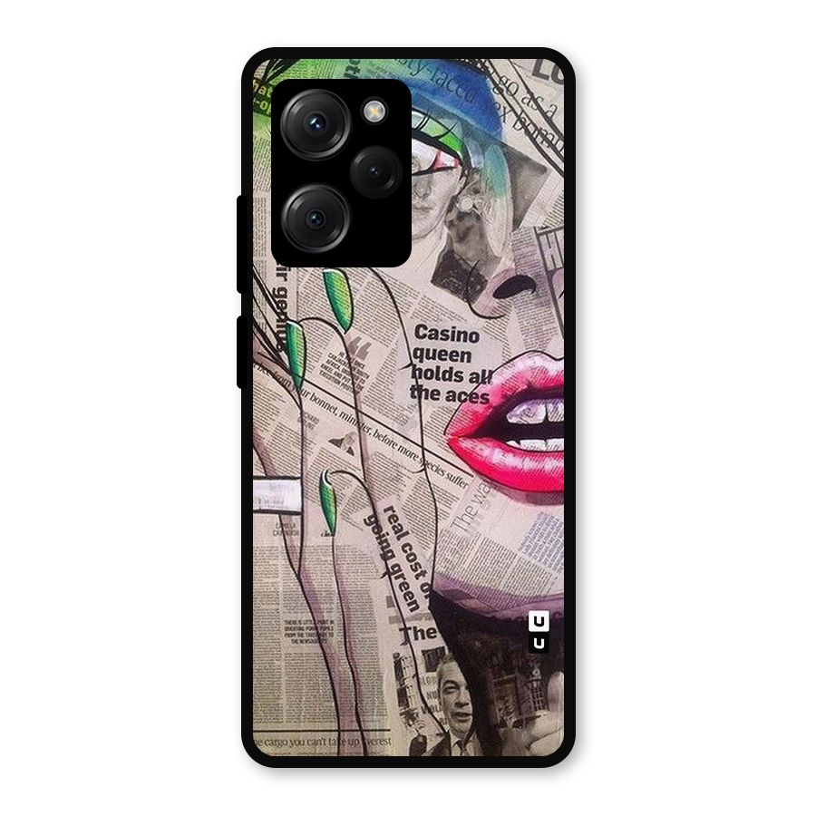 Newspaper Girl Art Metal Back Case for Poco X5 Pro
