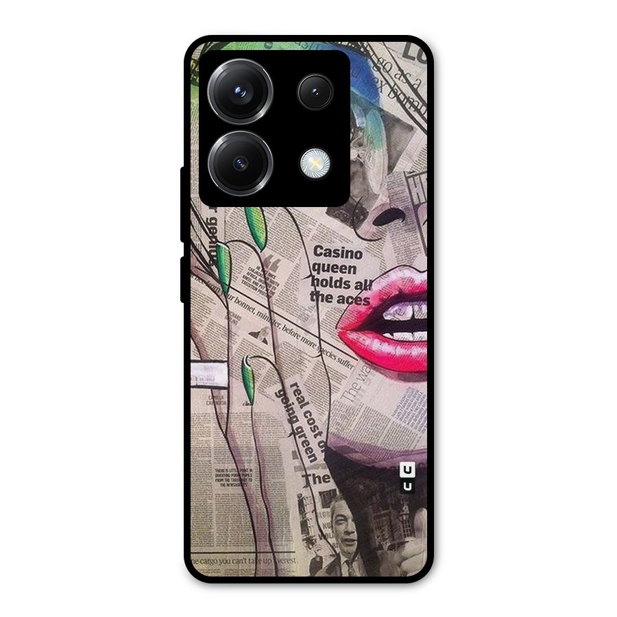 Newspaper Girl Art Metal Back Case for Poco X6