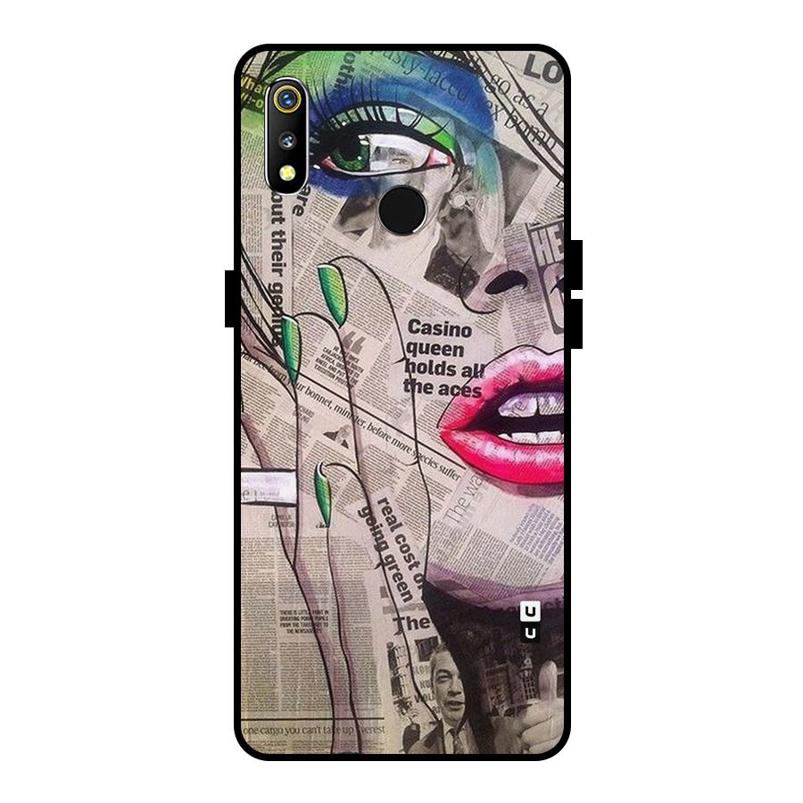 Newspaper Girl Art Metal Back Case for Realme 3i