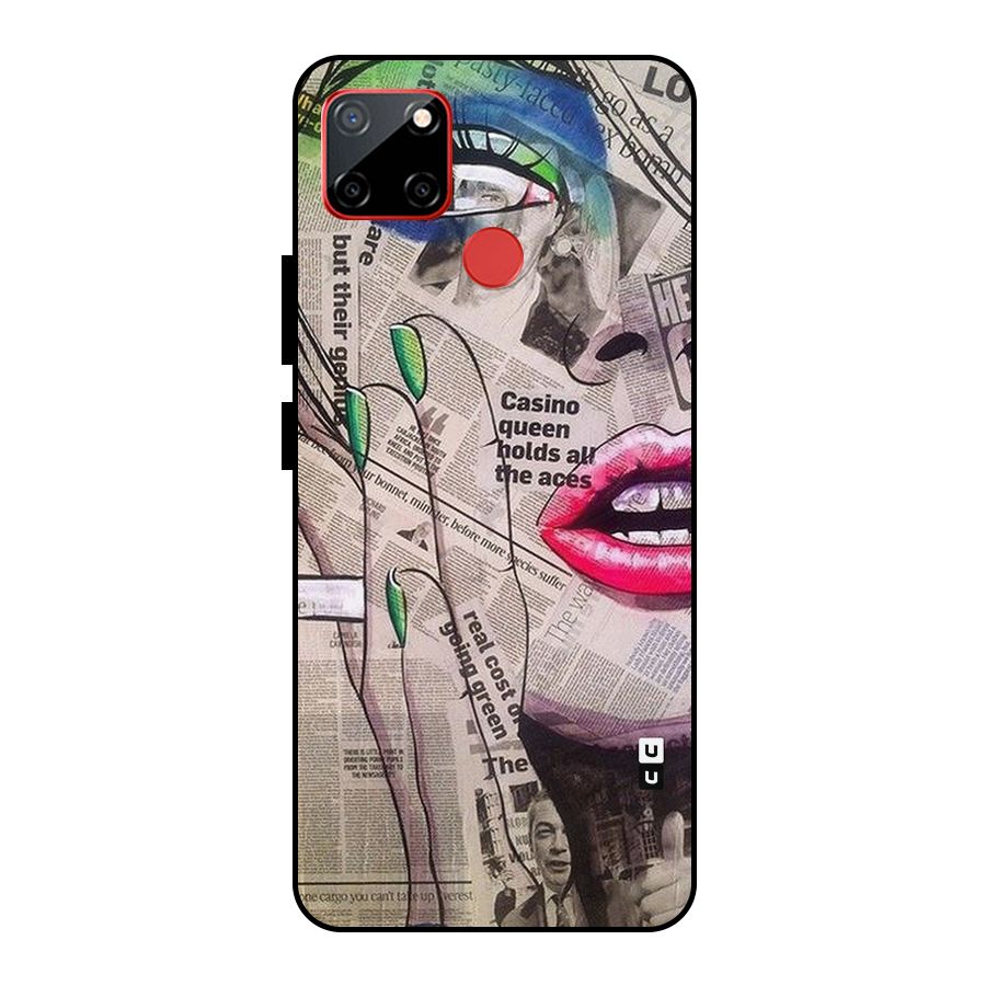 Newspaper Girl Art Metal Back Case for Realme C12