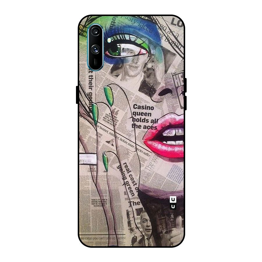 Newspaper Girl Art Metal Back Case for Realme C3