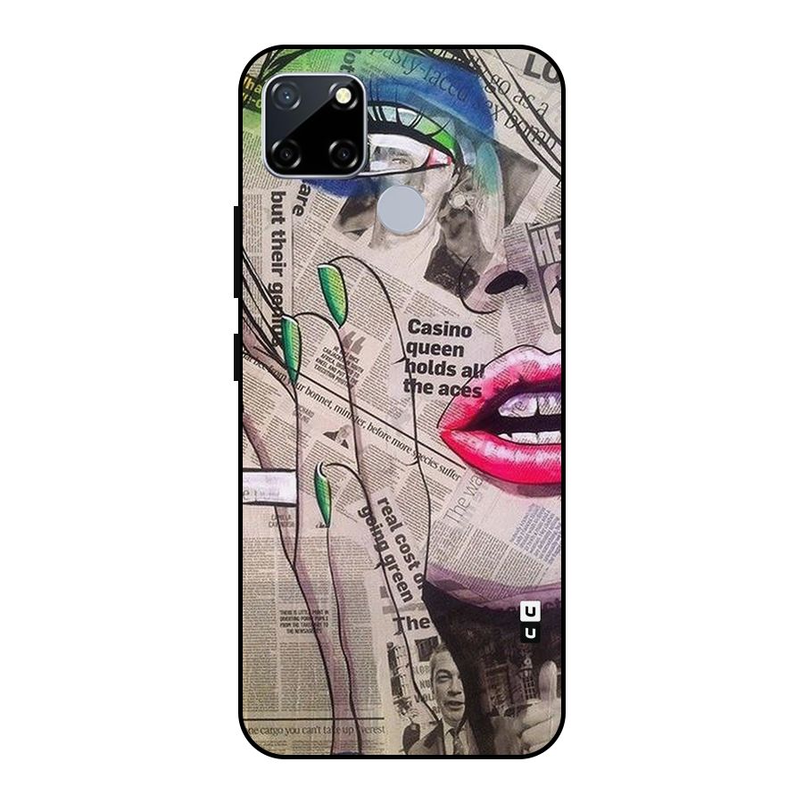 Newspaper Girl Art Metal Back Case for Realme Narzo 20