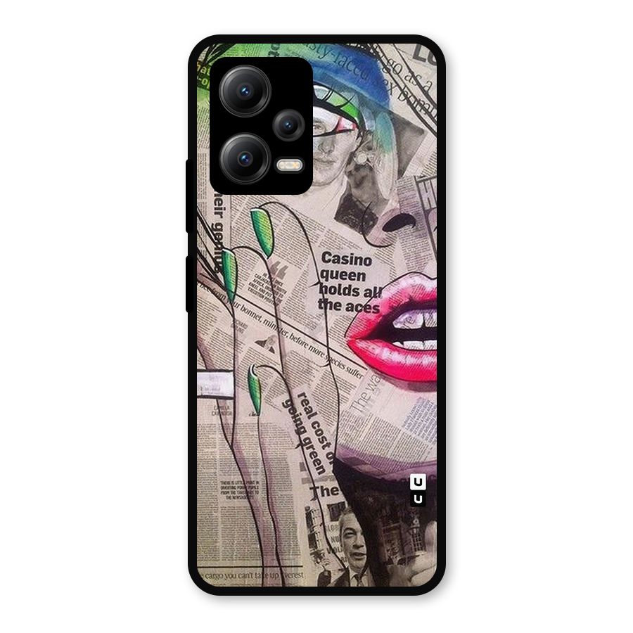 Newspaper Girl Art Metal Back Case for Redmi Note 12 5G