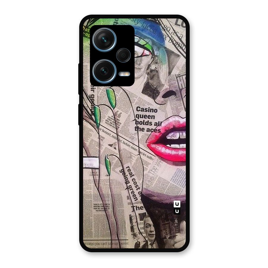 Newspaper Girl Art Metal Back Case for Redmi Note 12 Pro Plus 5G