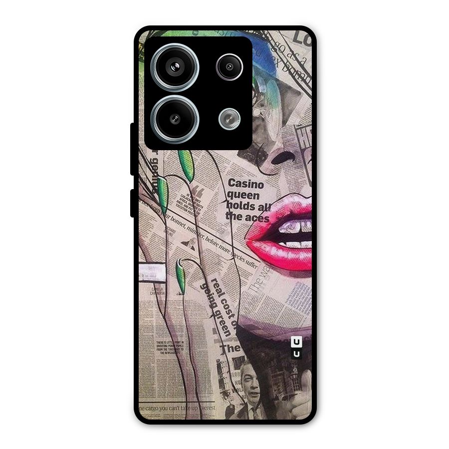 Newspaper Girl Art Metal Back Case for Redmi Note 13 Pro 5G