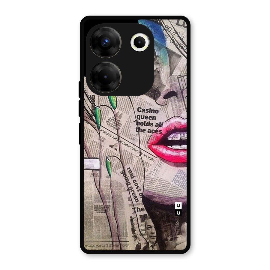 Newspaper Girl Art Metal Back Case for Tecno Camon 20