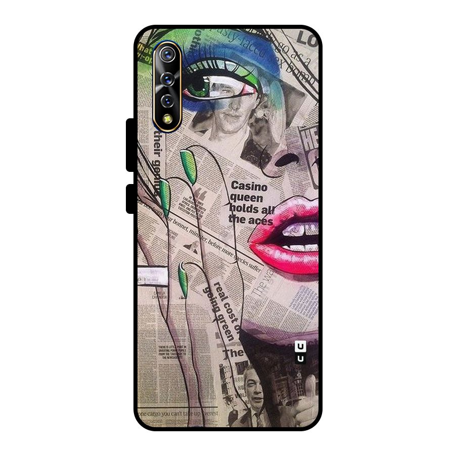Newspaper Girl Art Metal Back Case for Vivo S1
