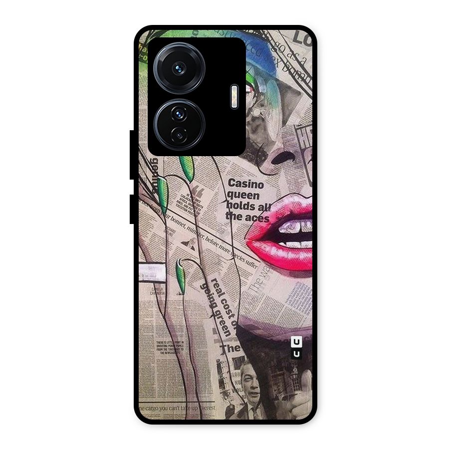 Newspaper Girl Art Metal Back Case for Vivo T1 Pro
