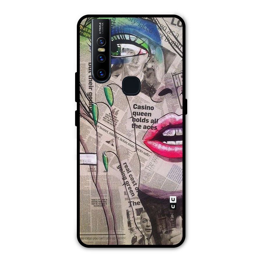 Newspaper Girl Art Metal Back Case for Vivo V15
