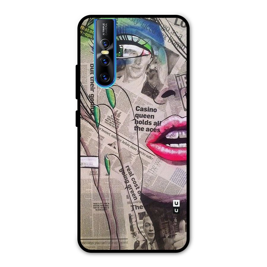 Newspaper Girl Art Metal Back Case for Vivo V15 Pro